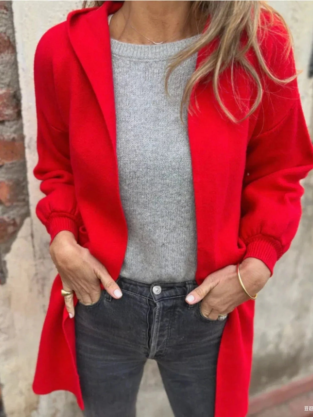Full Size Open Front Hooded Cardigan Plus Size - ShalayeFashion
