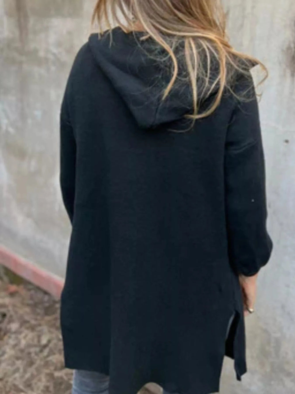 Full Size Open Front Hooded Cardigan Plus Size - ShalayeFashion