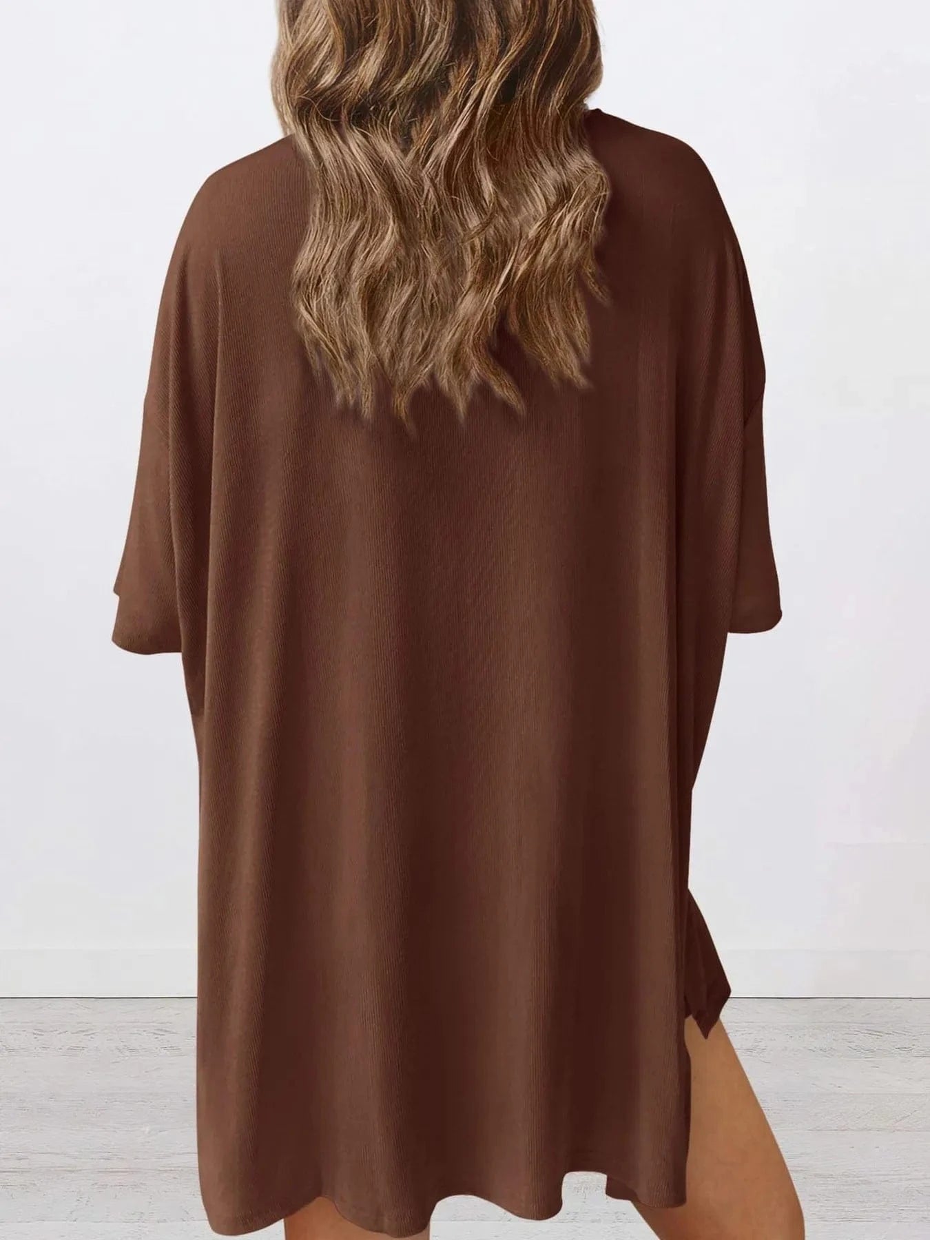 Full Size Oversized Round Neck Top and Shorts Set Plus Size - ShalayeFashion