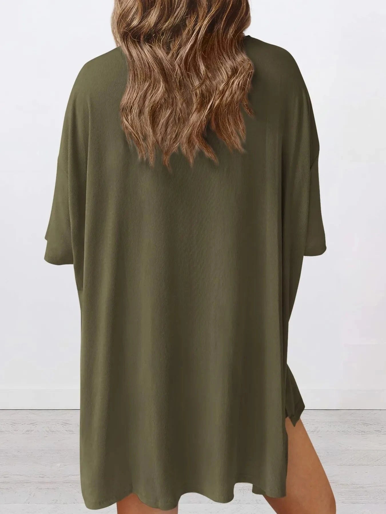 Full Size Oversized Round Neck Top and Shorts Set Plus Size - ShalayeFashion