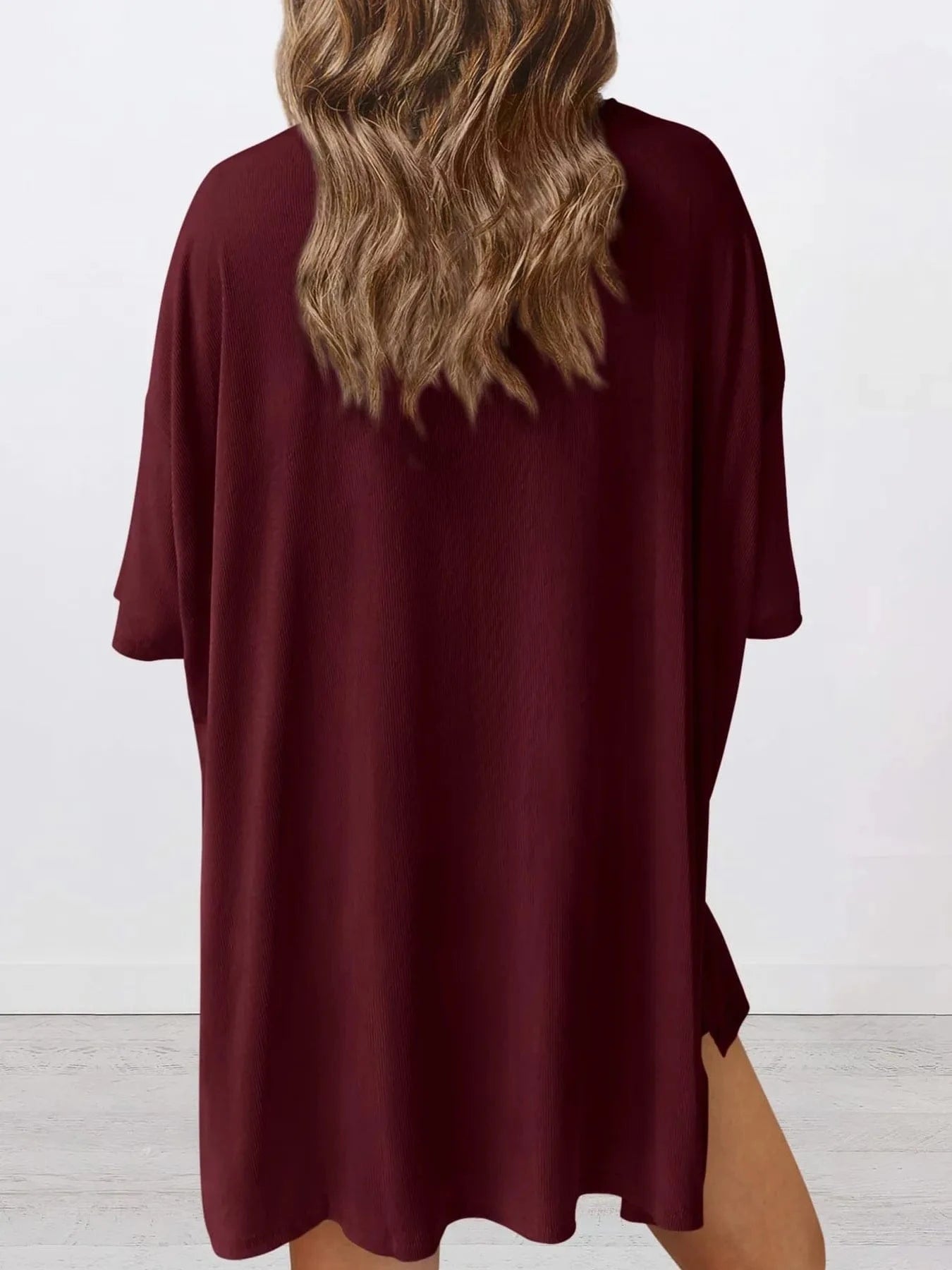 Full Size Oversized Round Neck Top and Shorts Set Plus Size - ShalayeFashion