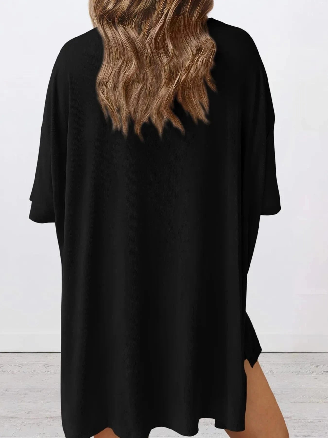 Full Size Oversized Round Neck Top and Shorts Set Plus Size - ShalayeFashion