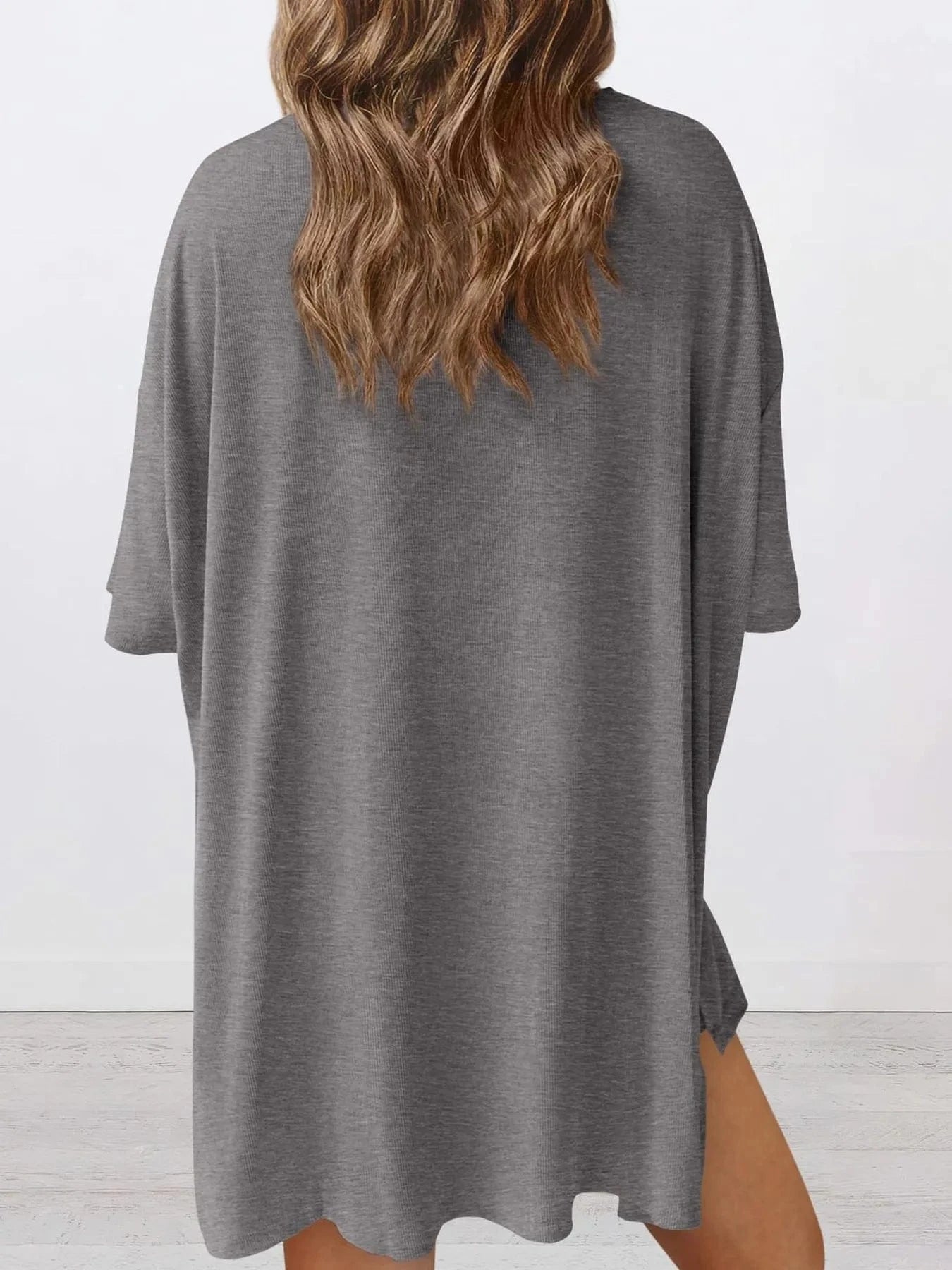 Full Size Oversized Round Neck Top and Shorts Set Plus Size - ShalayeFashion