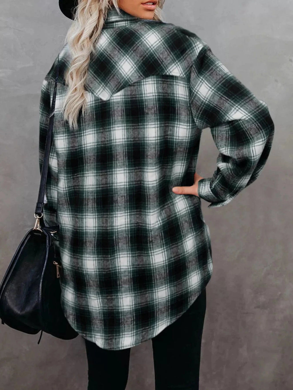 Full Size Plaid Button - Up Long Sleeve Shirt Plus Size - ShalayeFashion