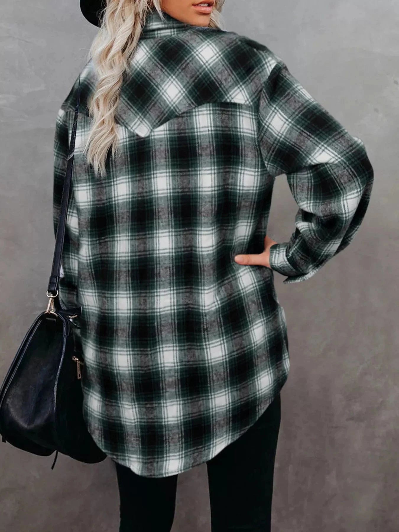 Full Size Plaid Button - Up Long Sleeve Shirt Plus Size - ShalayeFashion