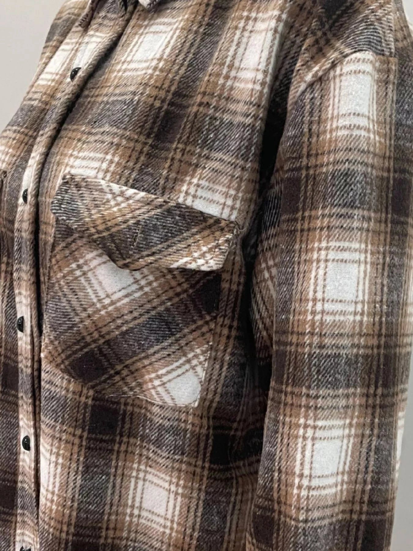 Full Size Plaid Button - Up Long Sleeve Shirt Plus Size - ShalayeFashion