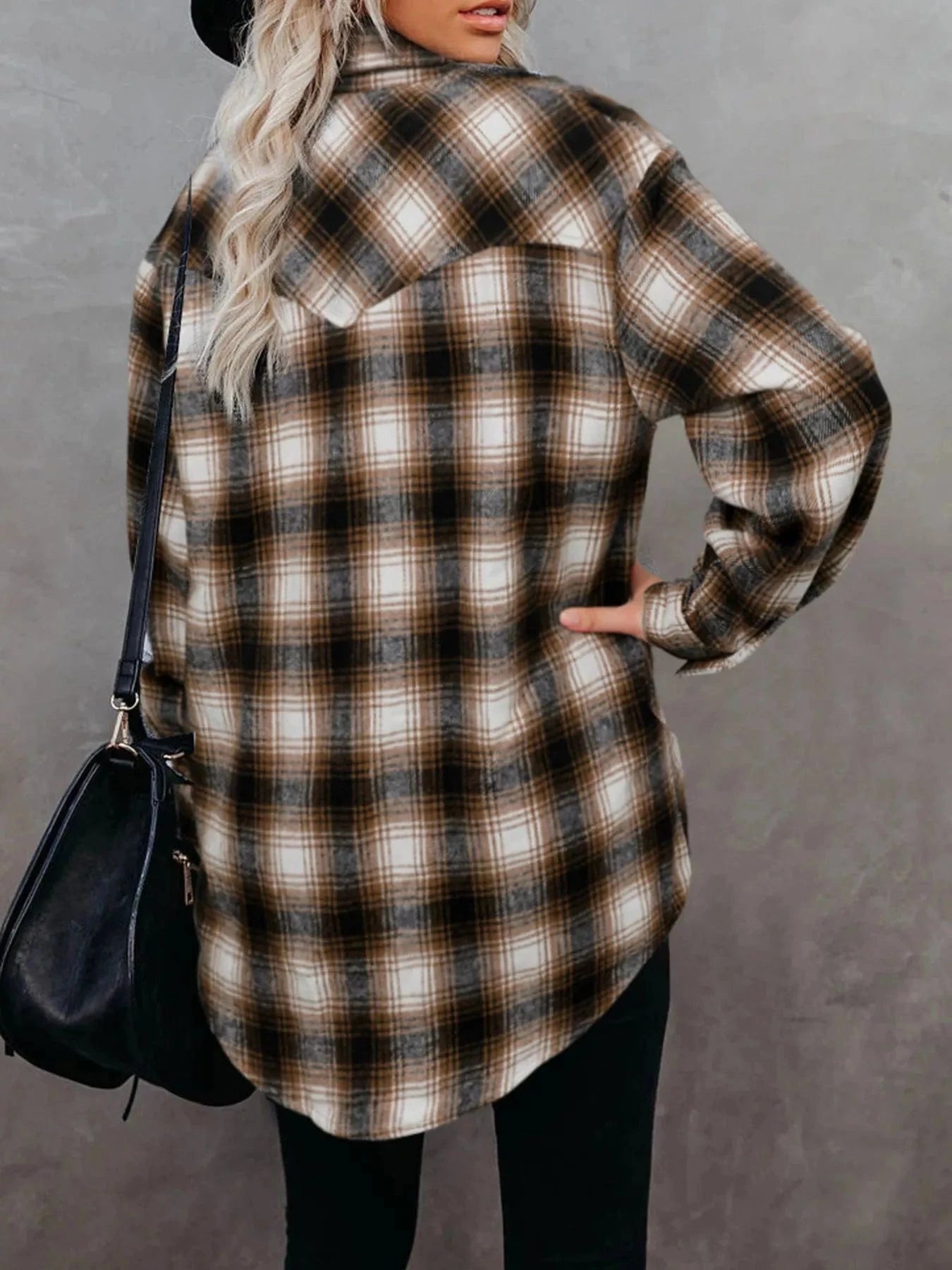Full Size Plaid Button - Up Long Sleeve Shirt Plus Size - ShalayeFashion