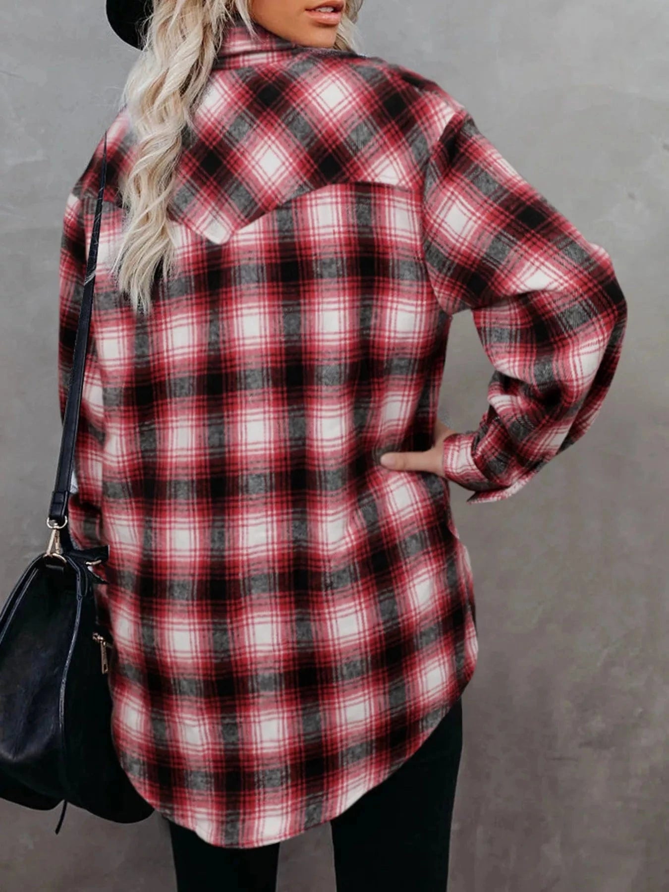 Full Size Plaid Button - Up Long Sleeve Shirt Plus Size - ShalayeFashion