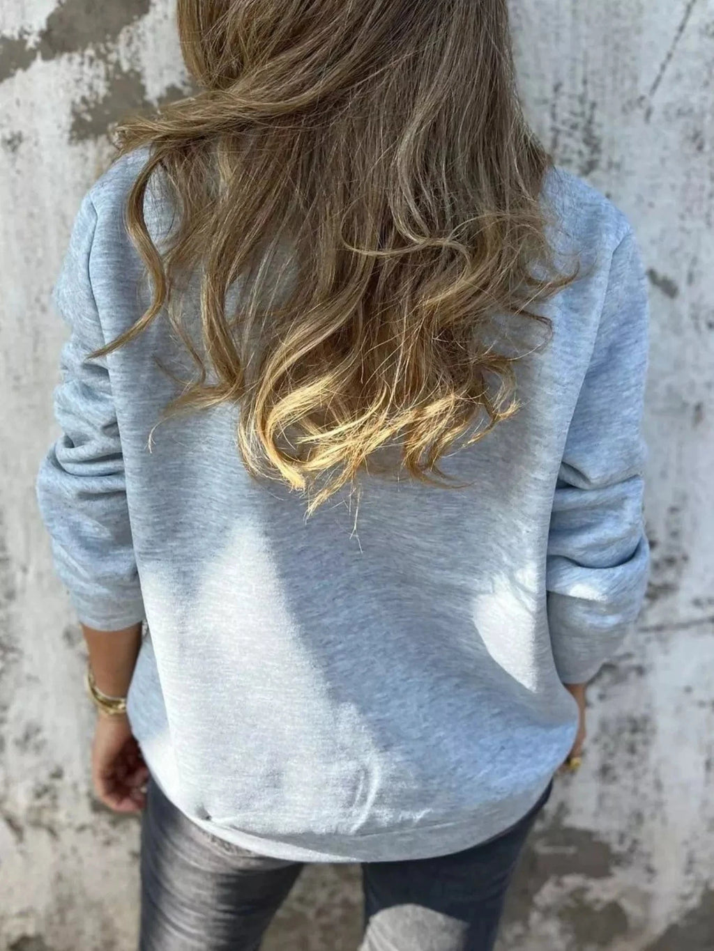 Full Size Round Neck Long Sleeve Sweatshirt Plus Size - ShalayeFashion