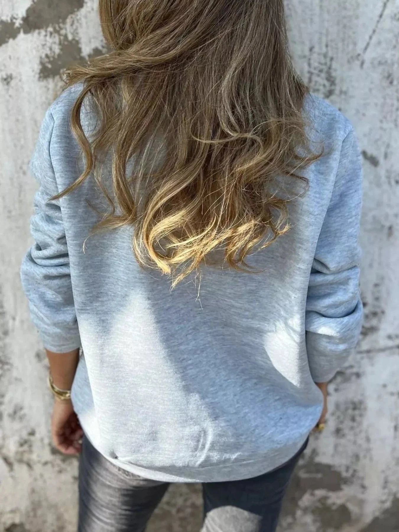 Full Size Round Neck Long Sleeve Sweatshirt Plus Size - ShalayeFashion