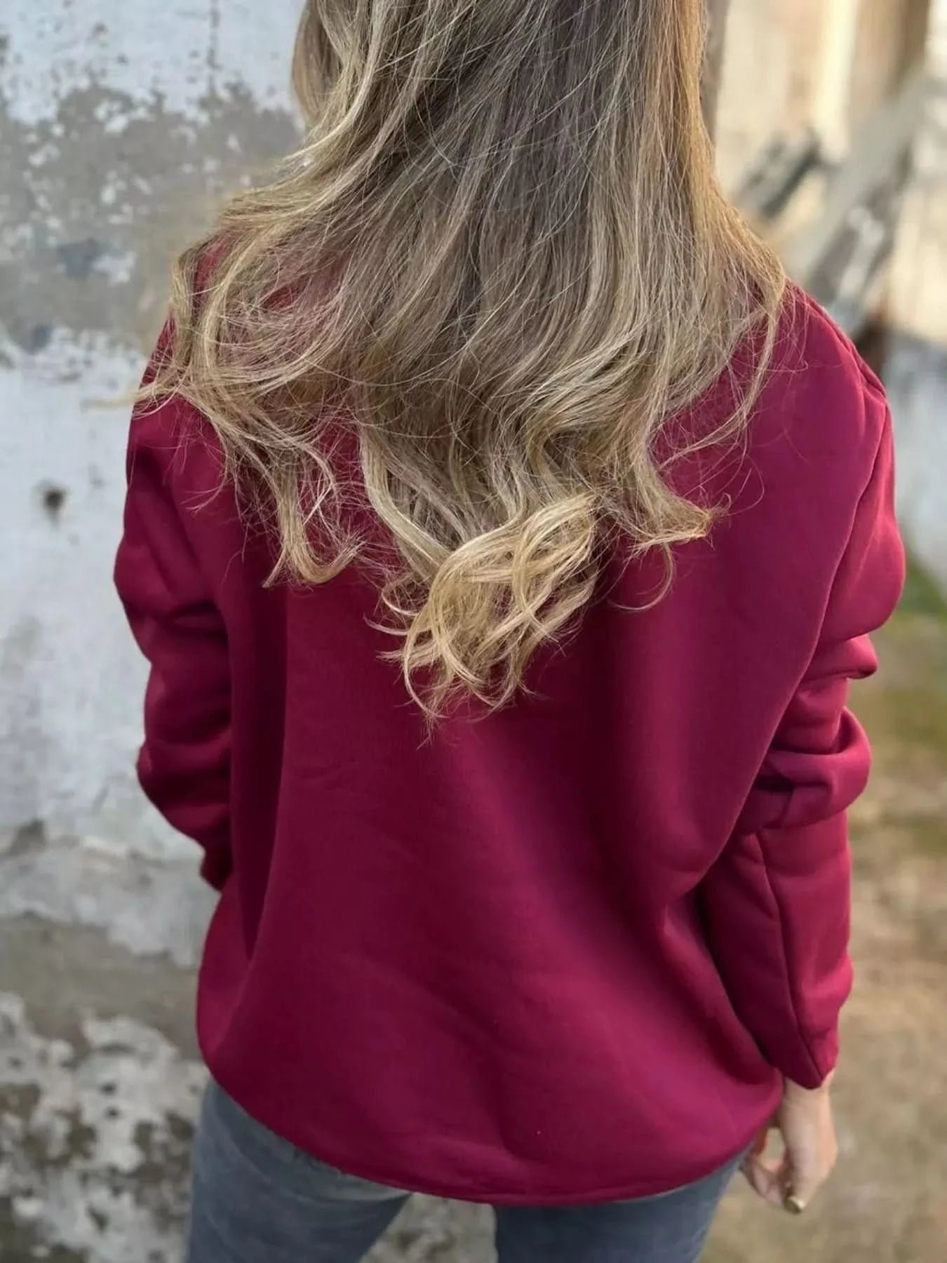 Full Size Round Neck Long Sleeve Sweatshirt Plus Size - ShalayeFashion