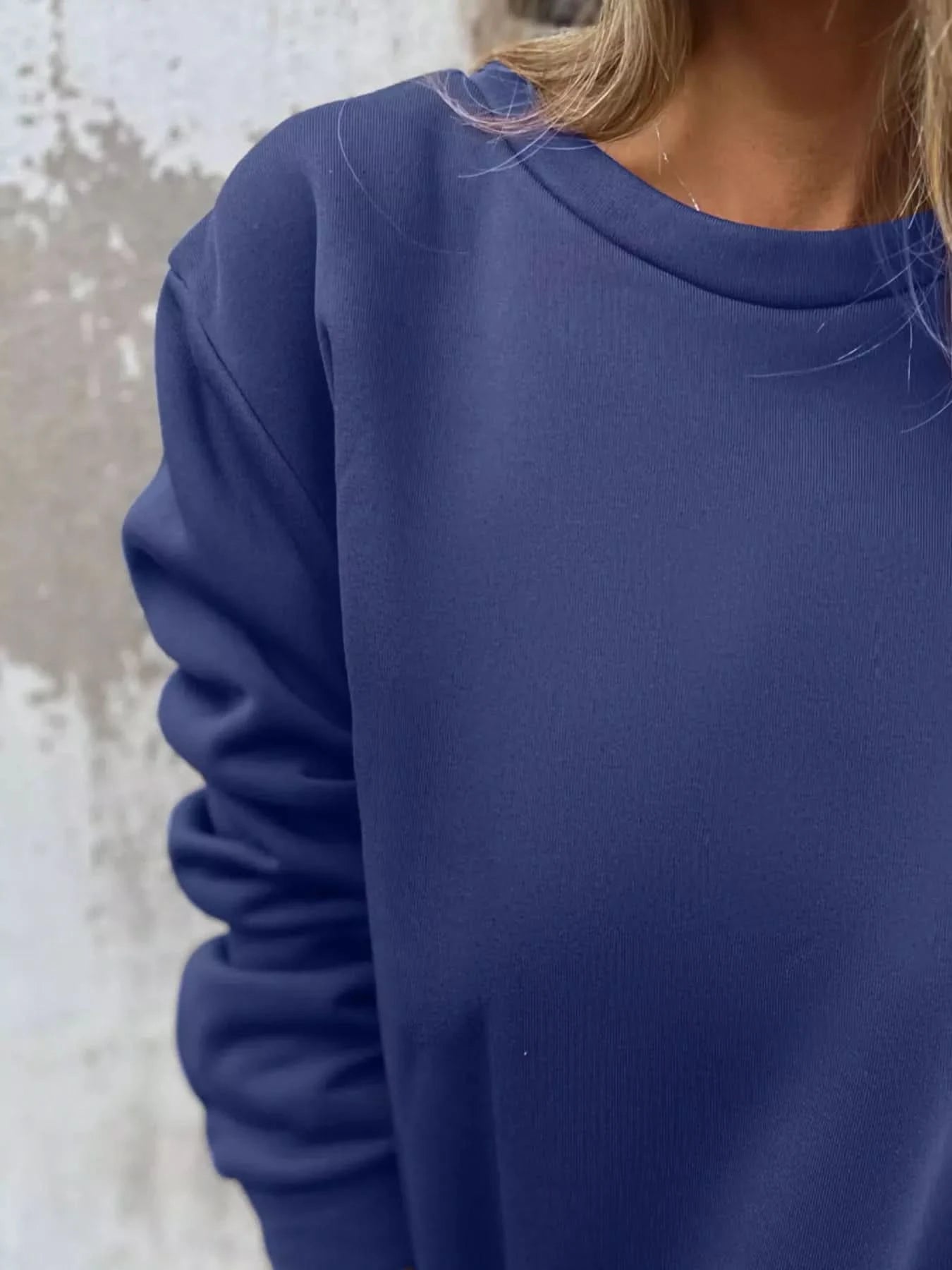 Full Size Round Neck Long Sleeve Sweatshirt Plus Size - ShalayeFashion