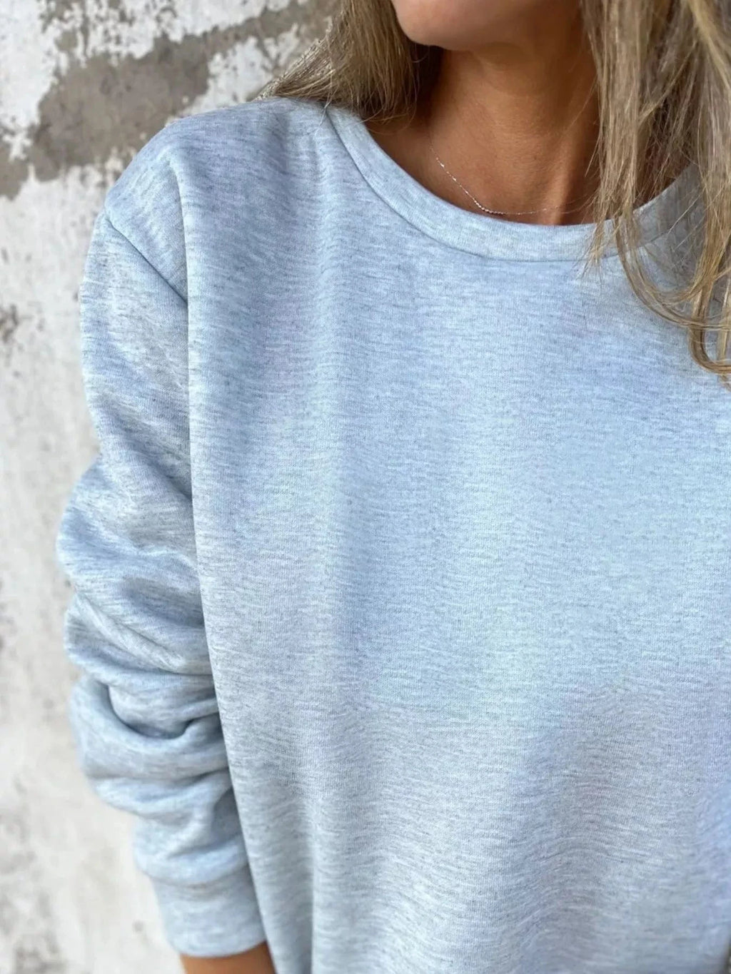 Full Size Round Neck Long Sleeve Sweatshirt Plus Size - ShalayeFashion