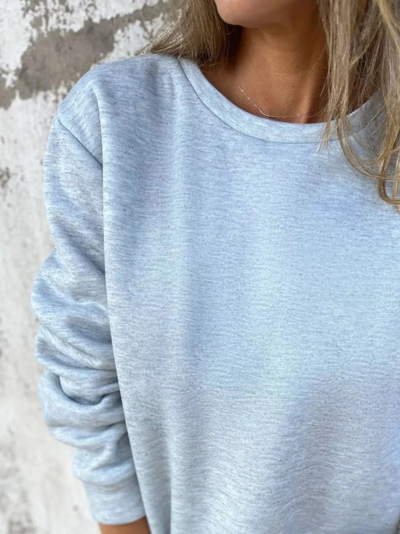Full Size Round Neck Long Sleeve Sweatshirt Plus Size - ShalayeFashion