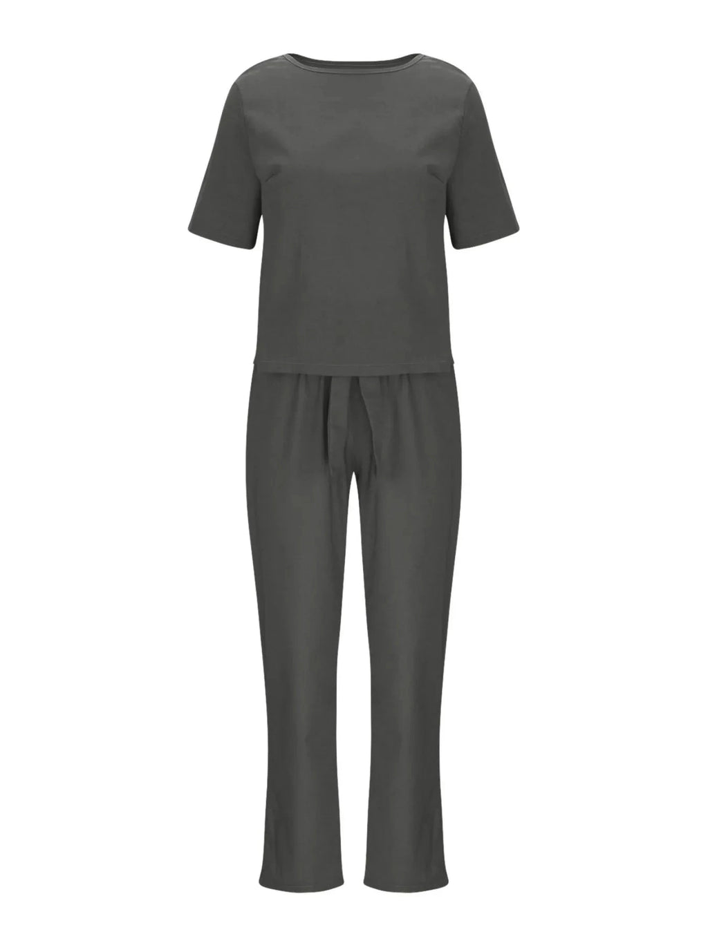 Full Size Round Neck Short Sleeve Top and Pants Set Plus Size - ShalayeFashion