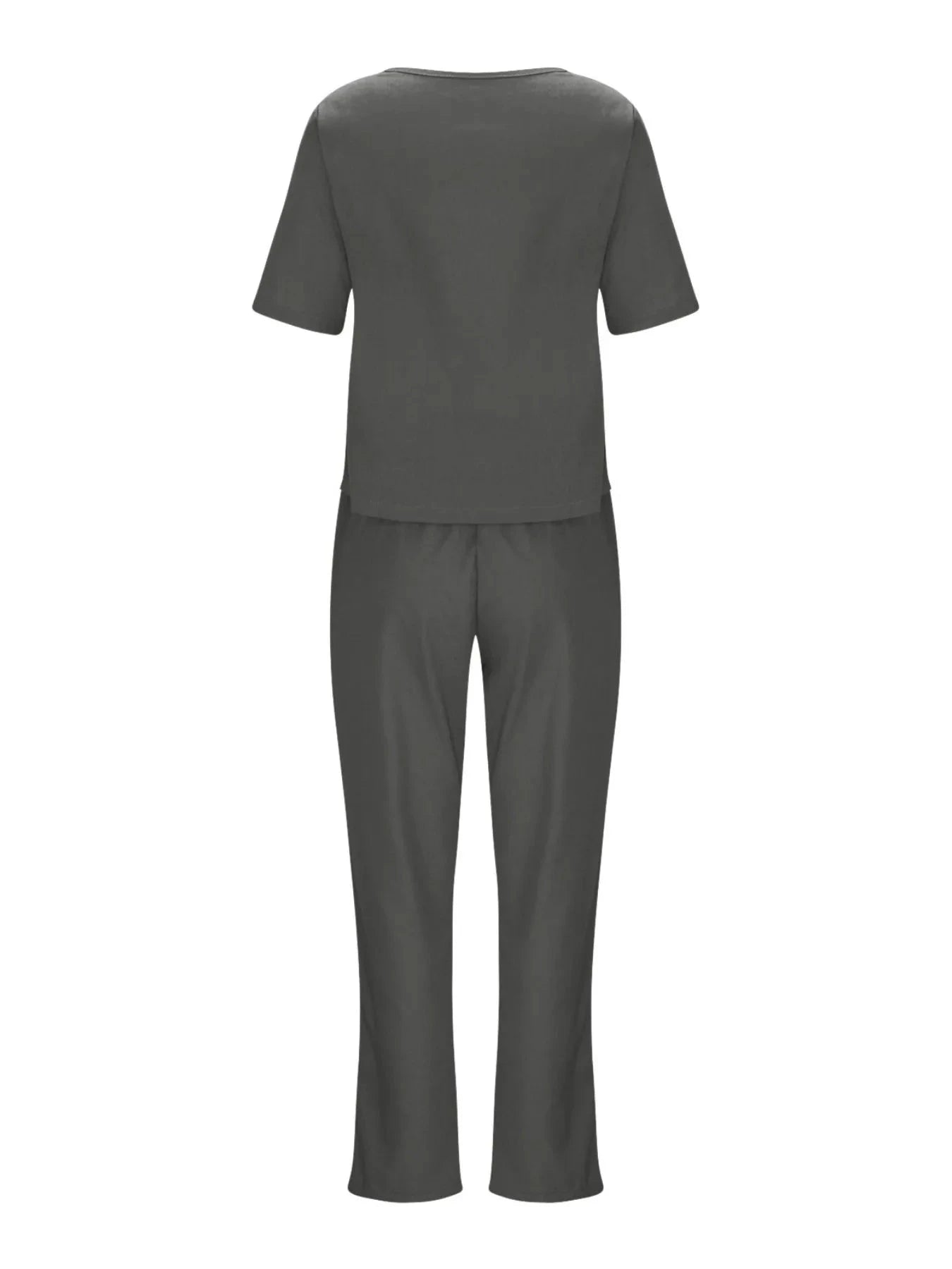 Full Size Round Neck Short Sleeve Top and Pants Set Plus Size - ShalayeFashion