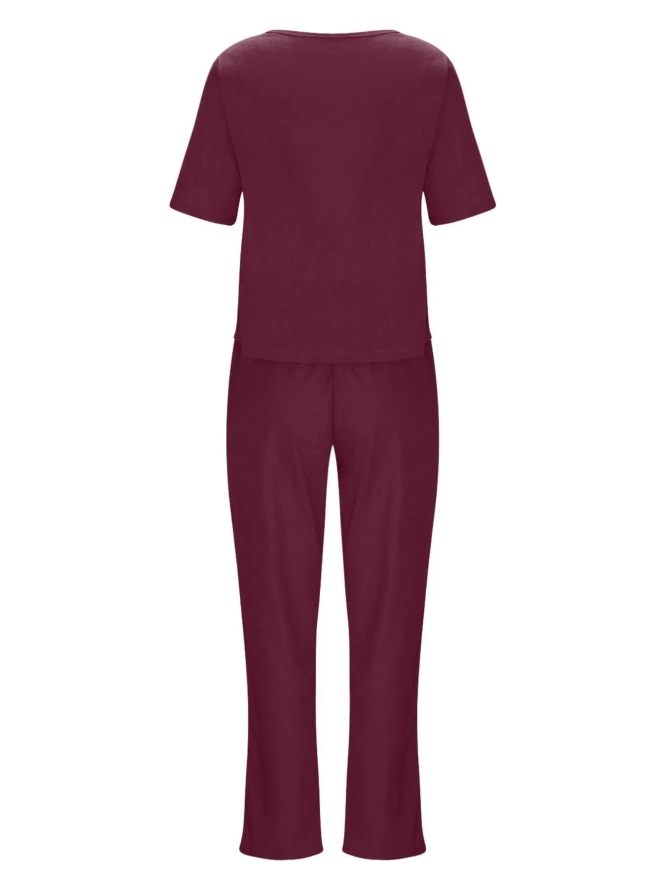 Full Size Round Neck Short Sleeve Top and Pants Set Plus Size - ShalayeFashion