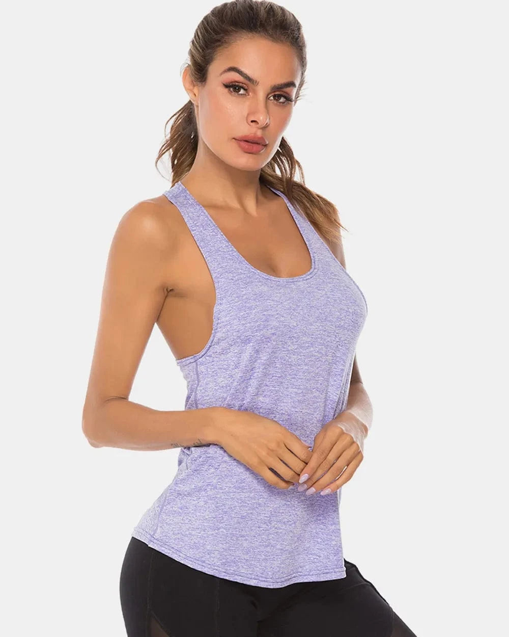 Full Size Scoop Neck Wide Strap Active Tank - ShalayeFashion