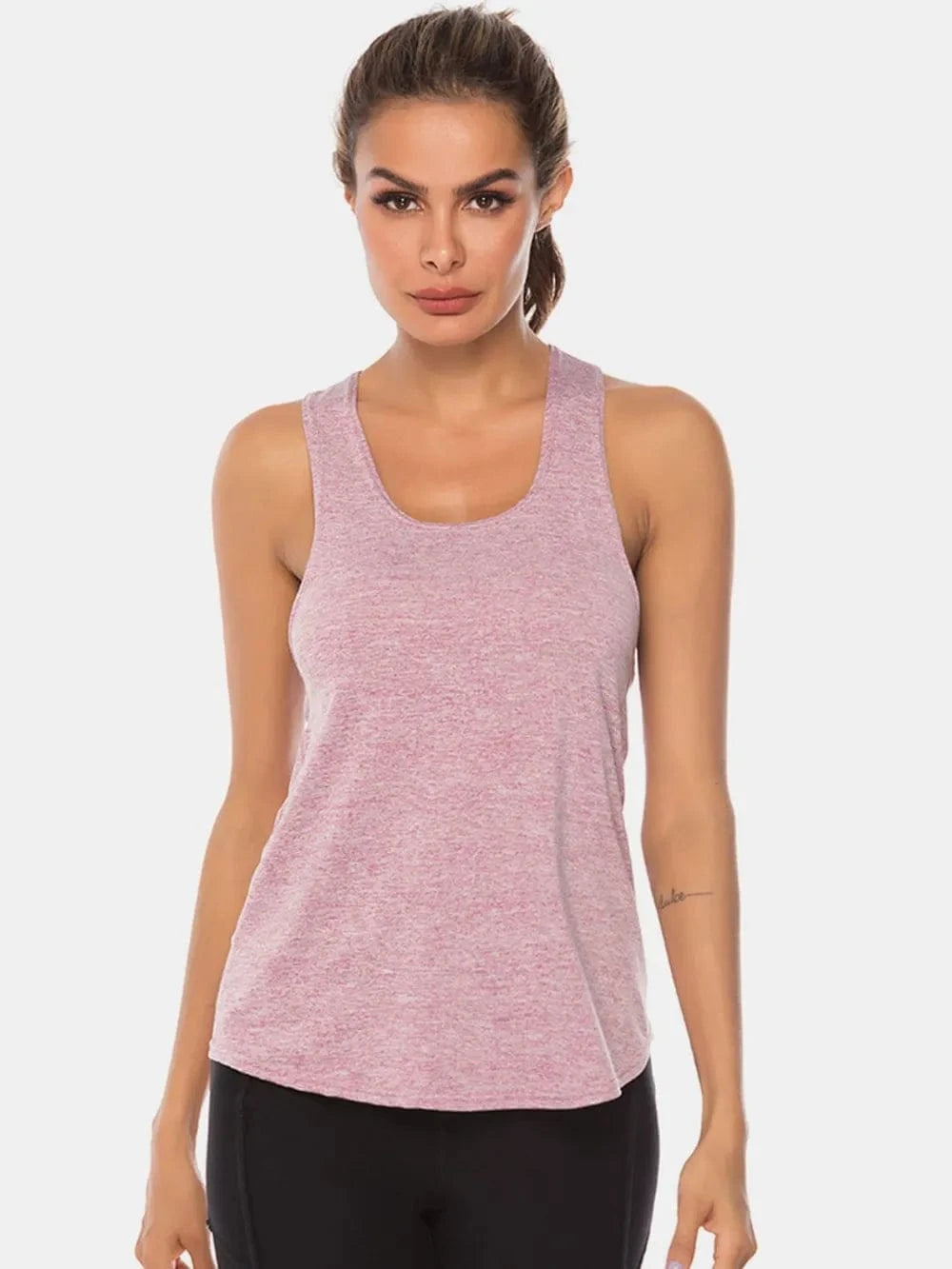 Full Size Scoop Neck Wide Strap Active Tank - ShalayeFashion