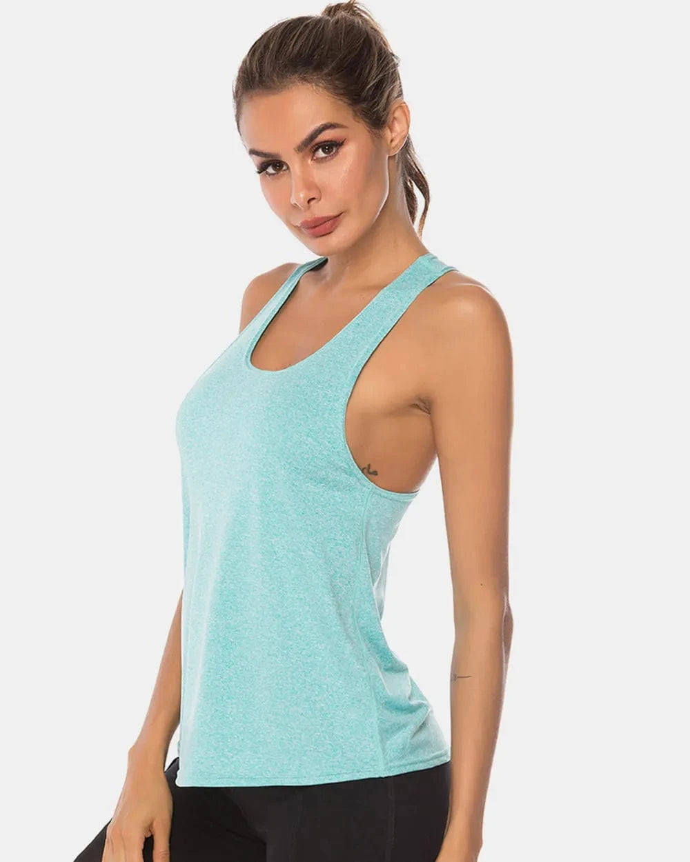 Full Size Scoop Neck Wide Strap Active Tank - ShalayeFashion