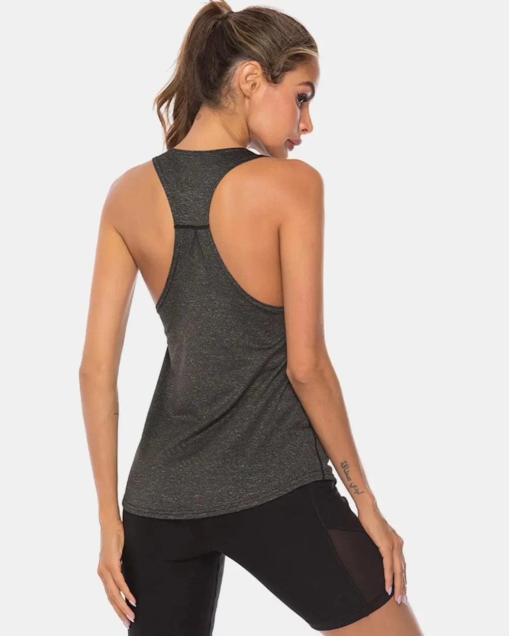 Full Size Scoop Neck Wide Strap Active Tank - ShalayeFashion
