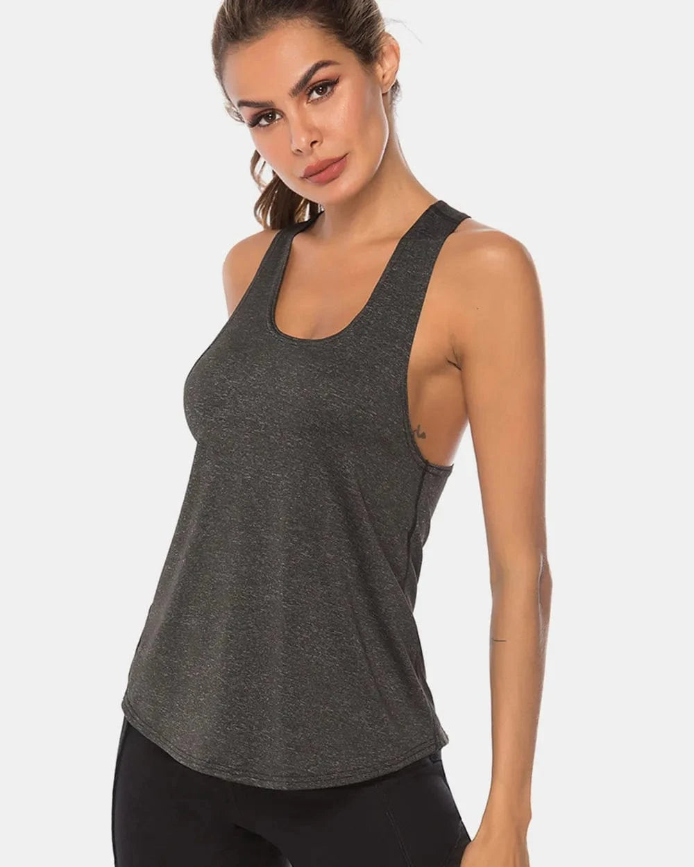 Full Size Scoop Neck Wide Strap Active Tank - ShalayeFashion