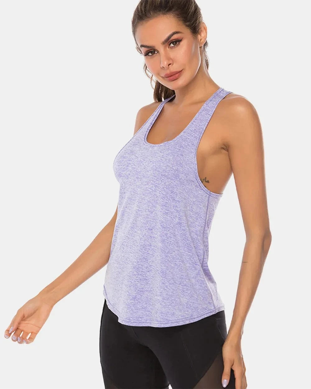Full Size Scoop Neck Wide Strap Active Tank - ShalayeFashion