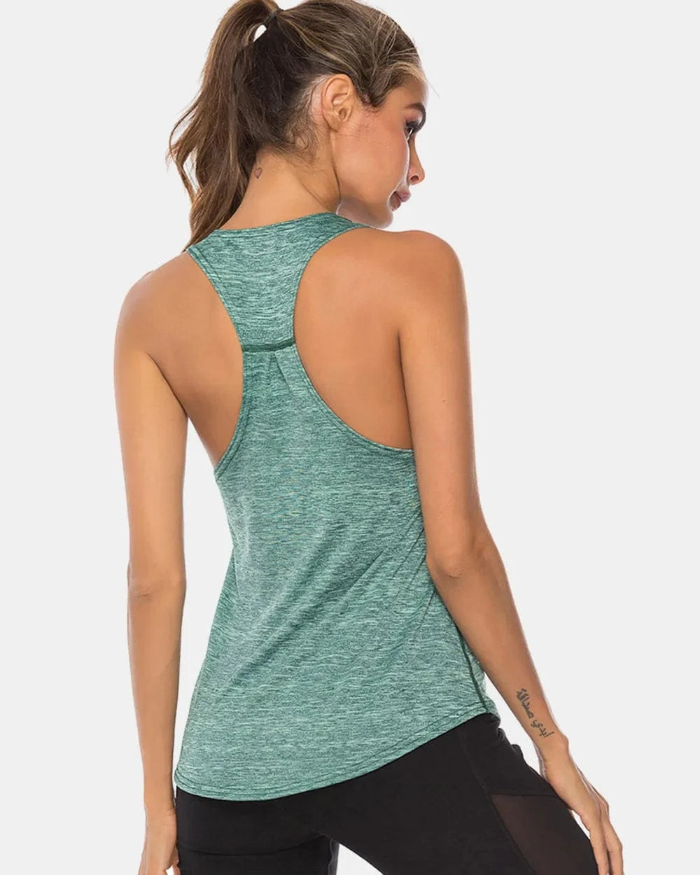 Full Size Scoop Neck Wide Strap Active Tank - ShalayeFashion