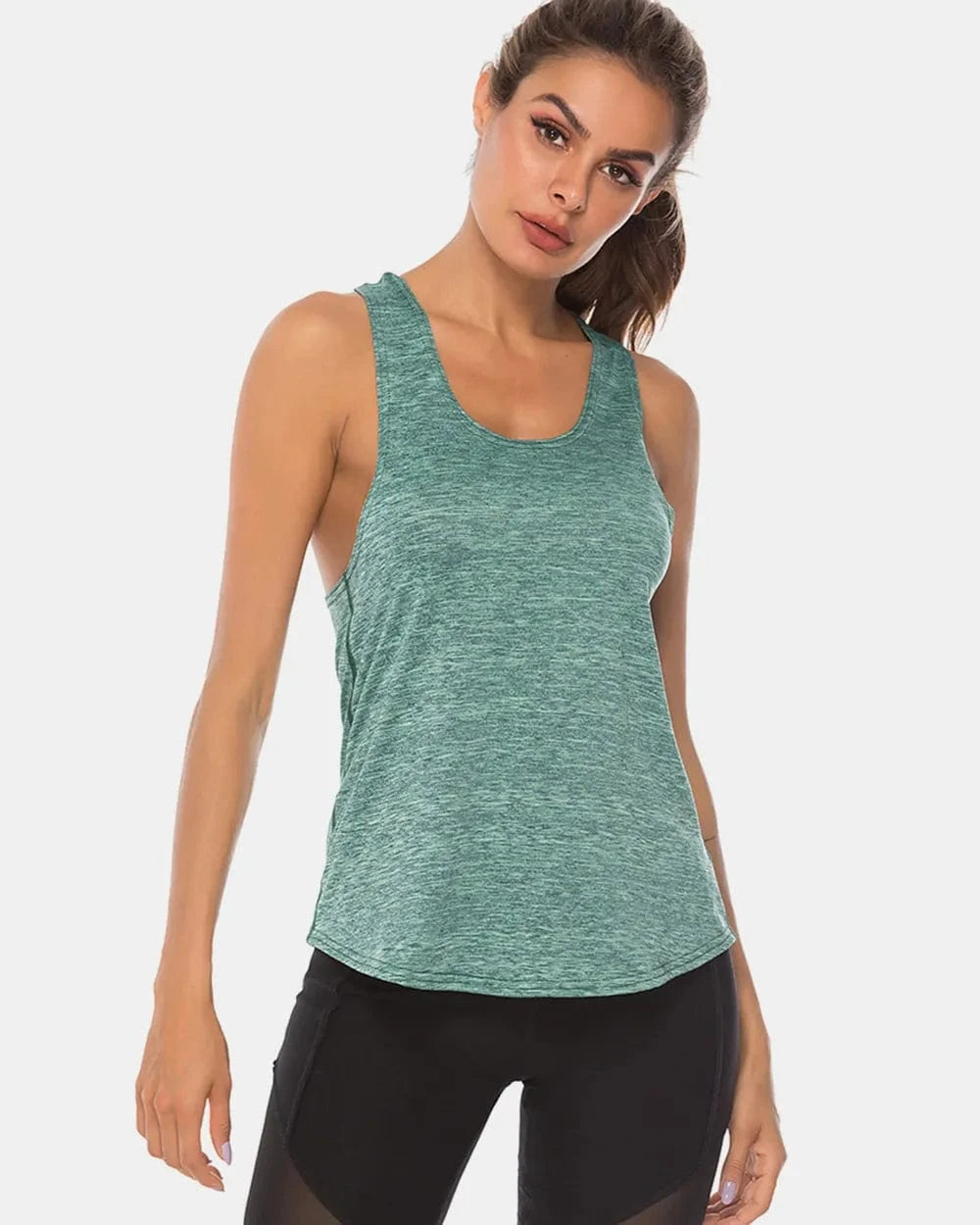 Full Size Scoop Neck Wide Strap Active Tank - ShalayeFashion
