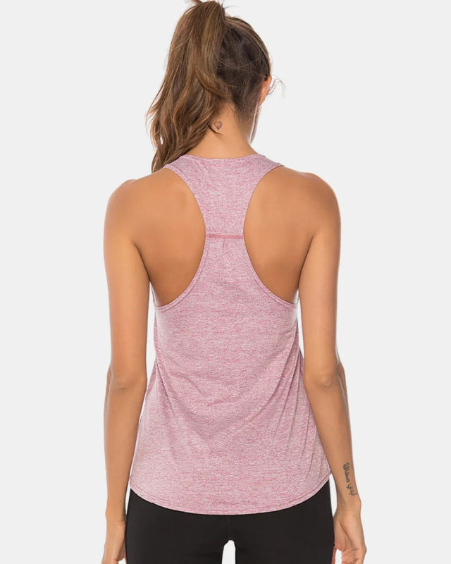 Full Size Scoop Neck Wide Strap Active Tank - ShalayeFashion