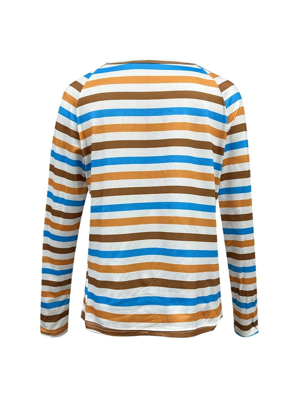 Full Size Striped Long Sleeve Casual Top Plus Size - ShalayeFashion