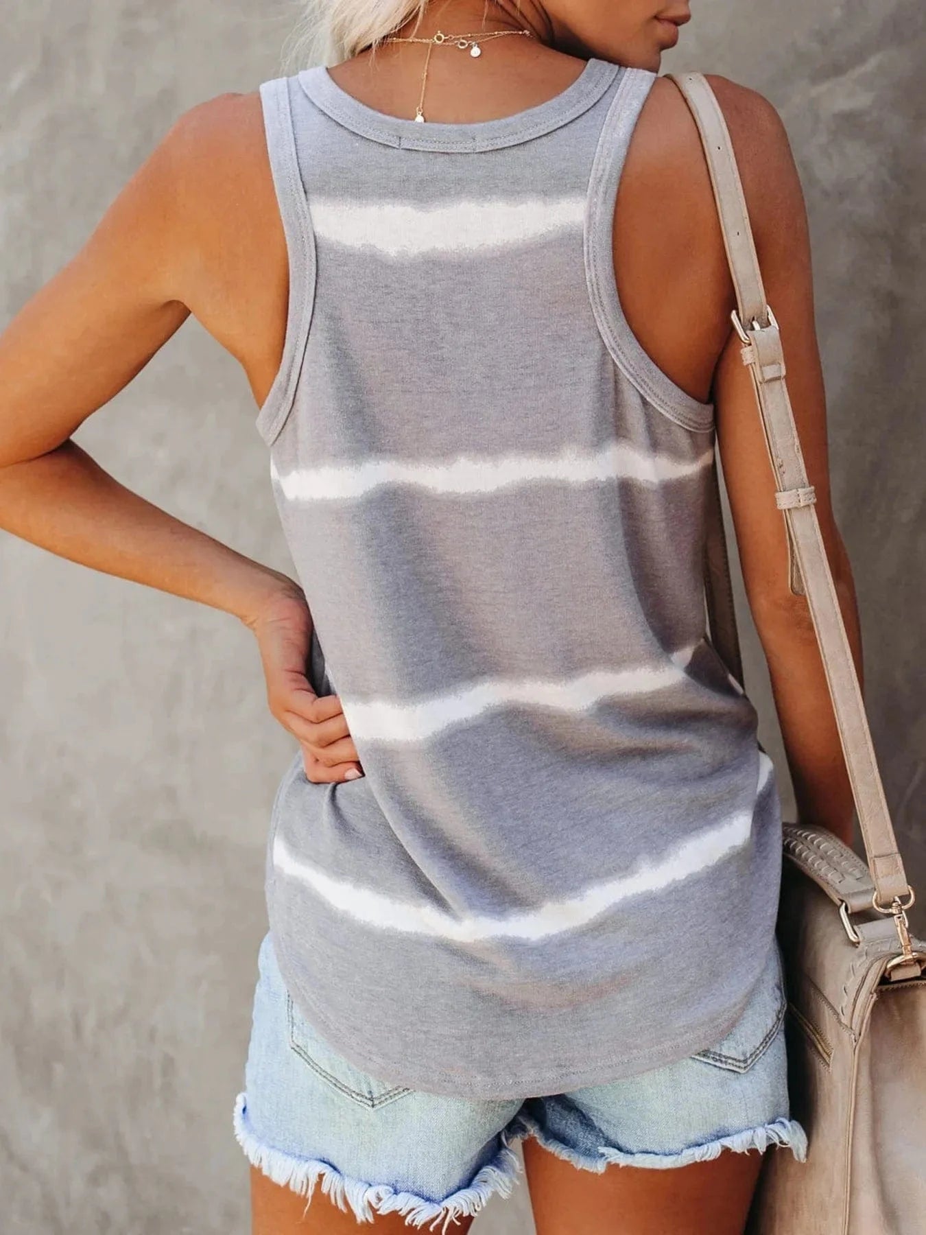 Full Size Striped Round Neck Tank Top Plus Size - ShalayeFashion