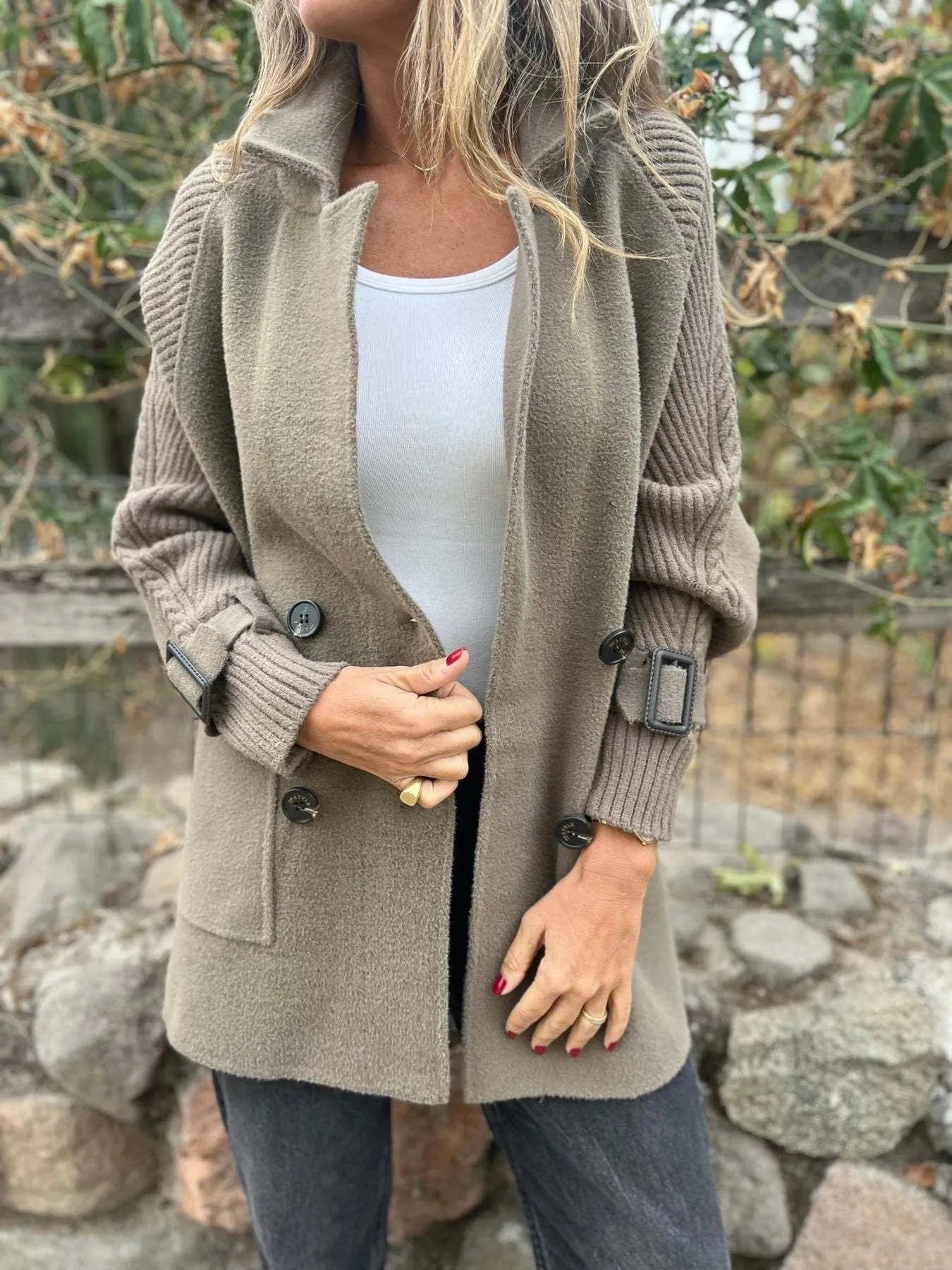 Full Size Texture Knit Longline Coat Plus Size - ShalayeFashion