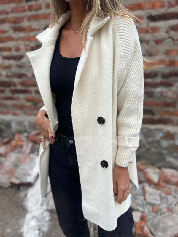 Full Size Texture Knit Longline Coat Plus Size - ShalayeFashion