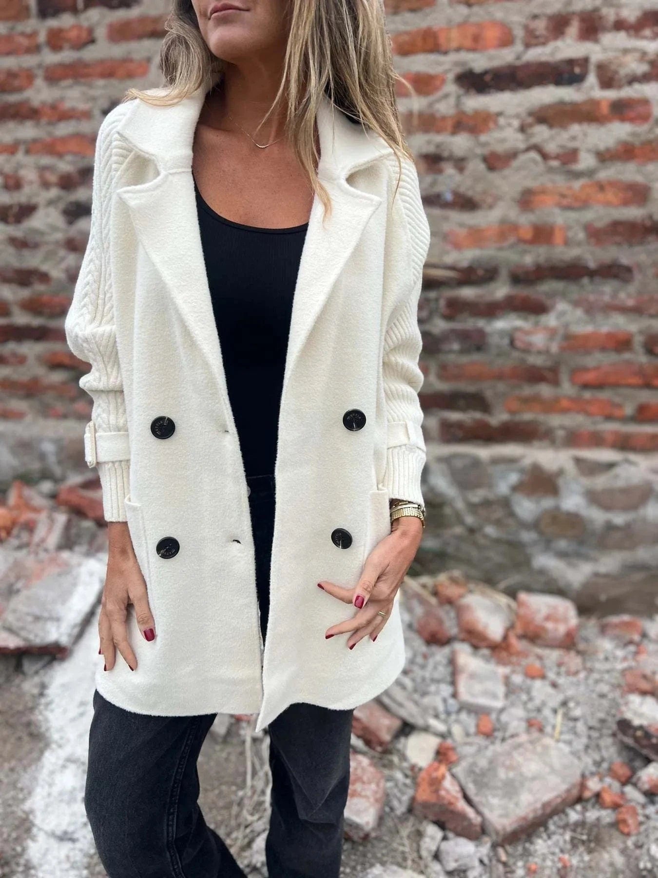 Full Size Texture Knit Longline Coat Plus Size - ShalayeFashion