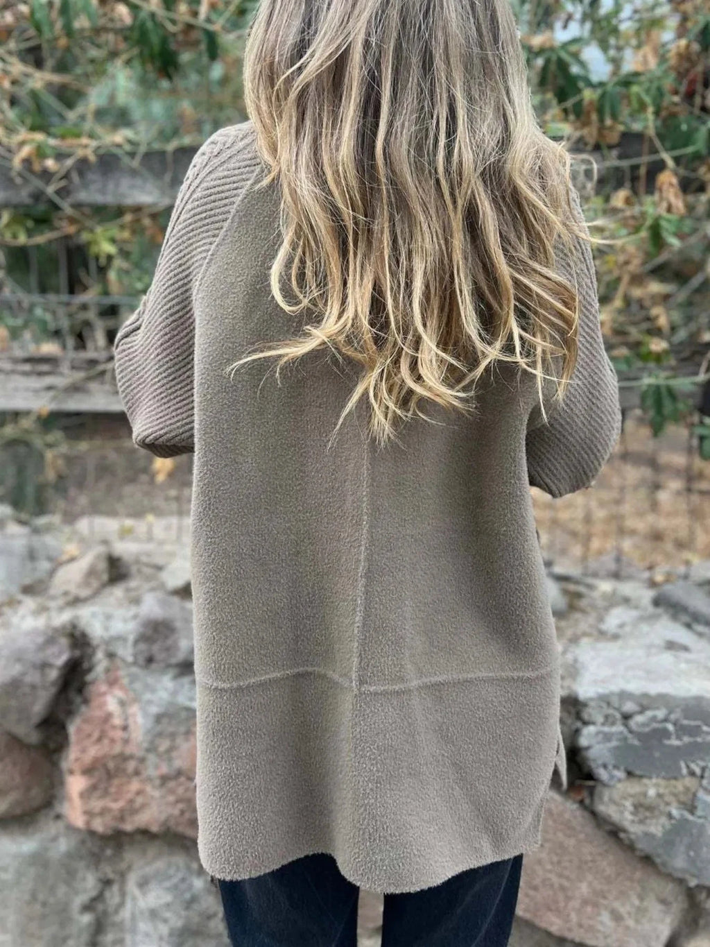 Full Size Texture Knit Longline Coat Plus Size - ShalayeFashion