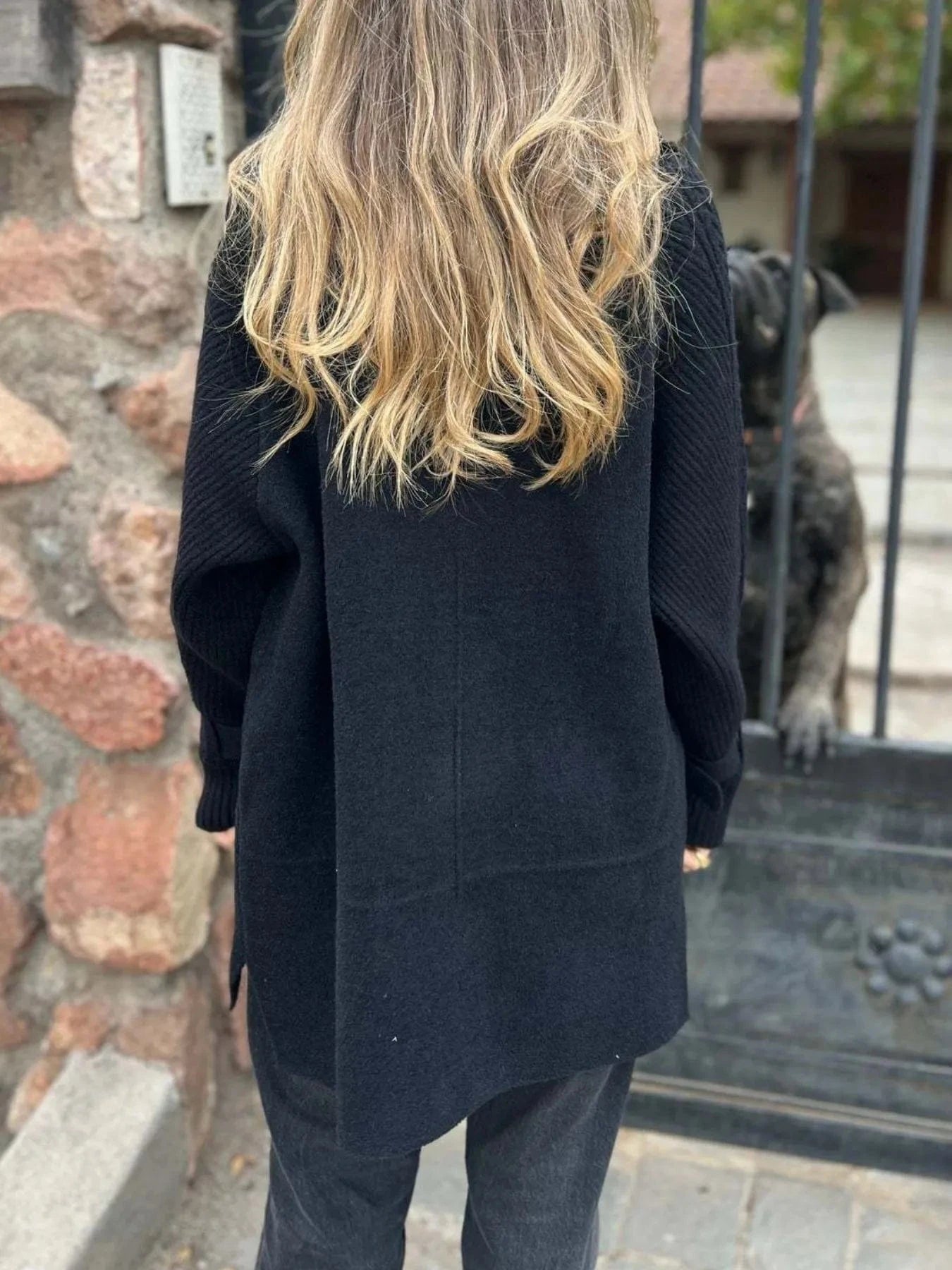 Full Size Texture Knit Longline Coat Plus Size - ShalayeFashion