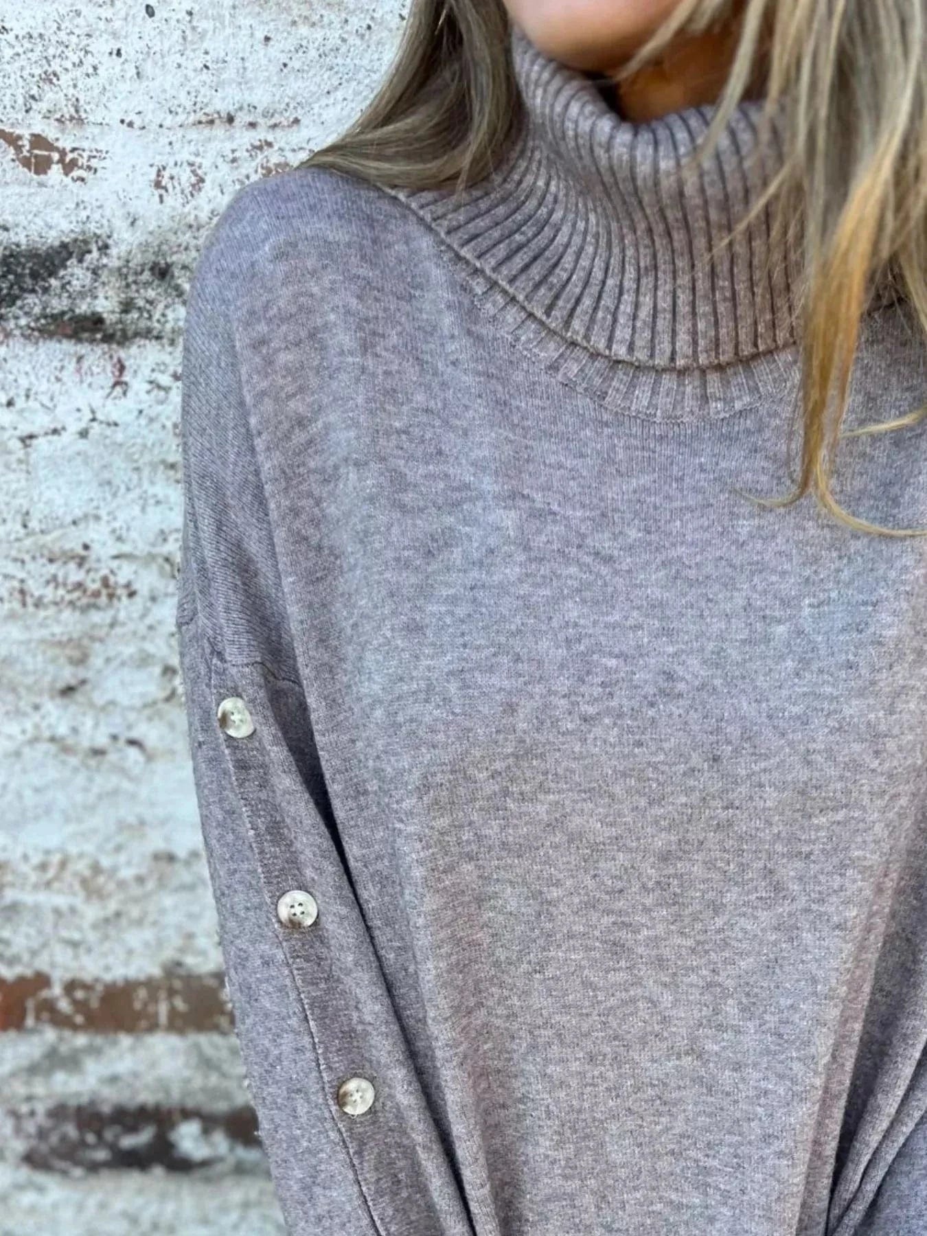 Full Size Turtleneck Long Sleeve Sweater Plus Size - ShalayeFashion