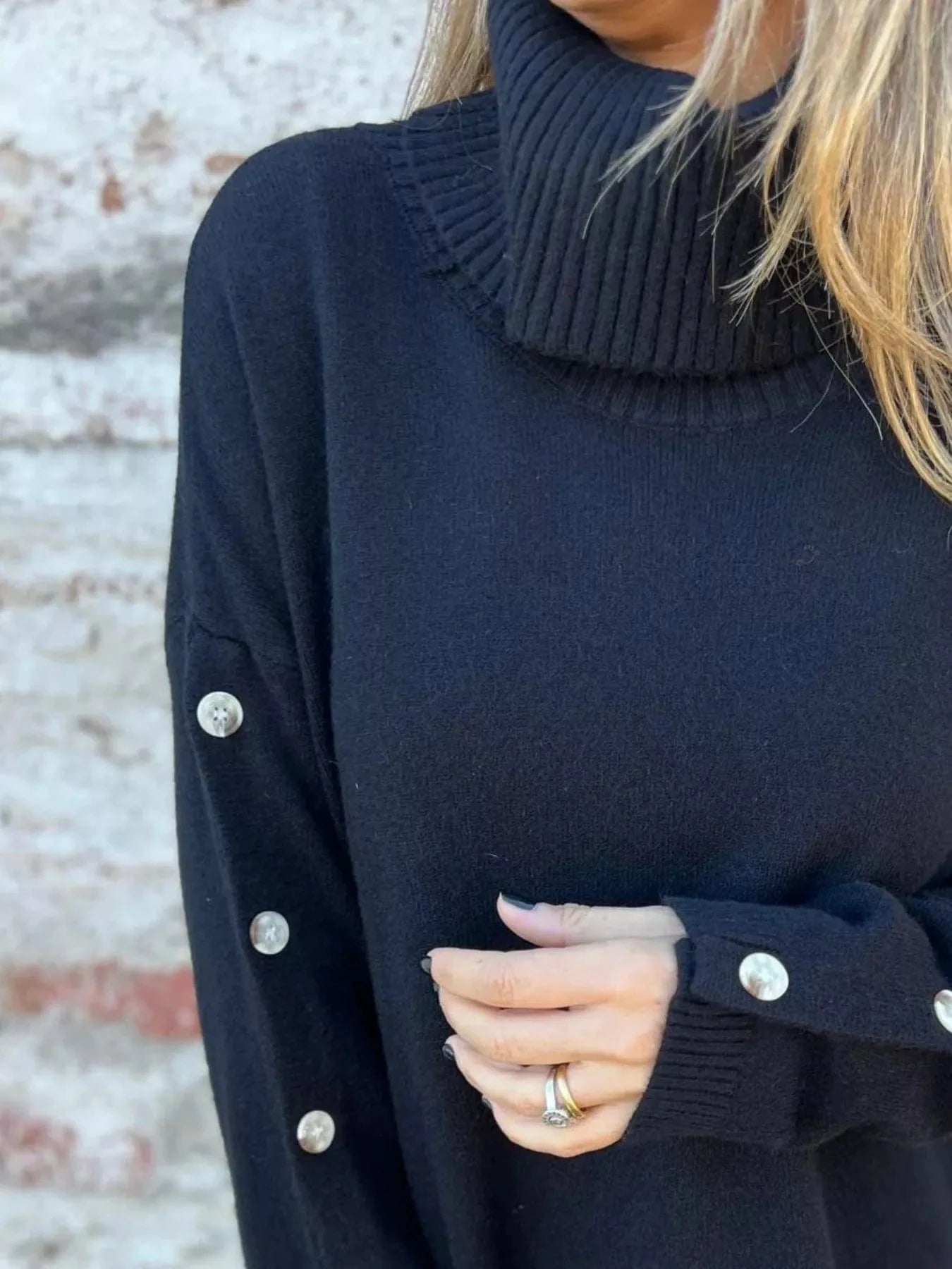 Full Size Turtleneck Long Sleeve Sweater Plus Size - ShalayeFashion