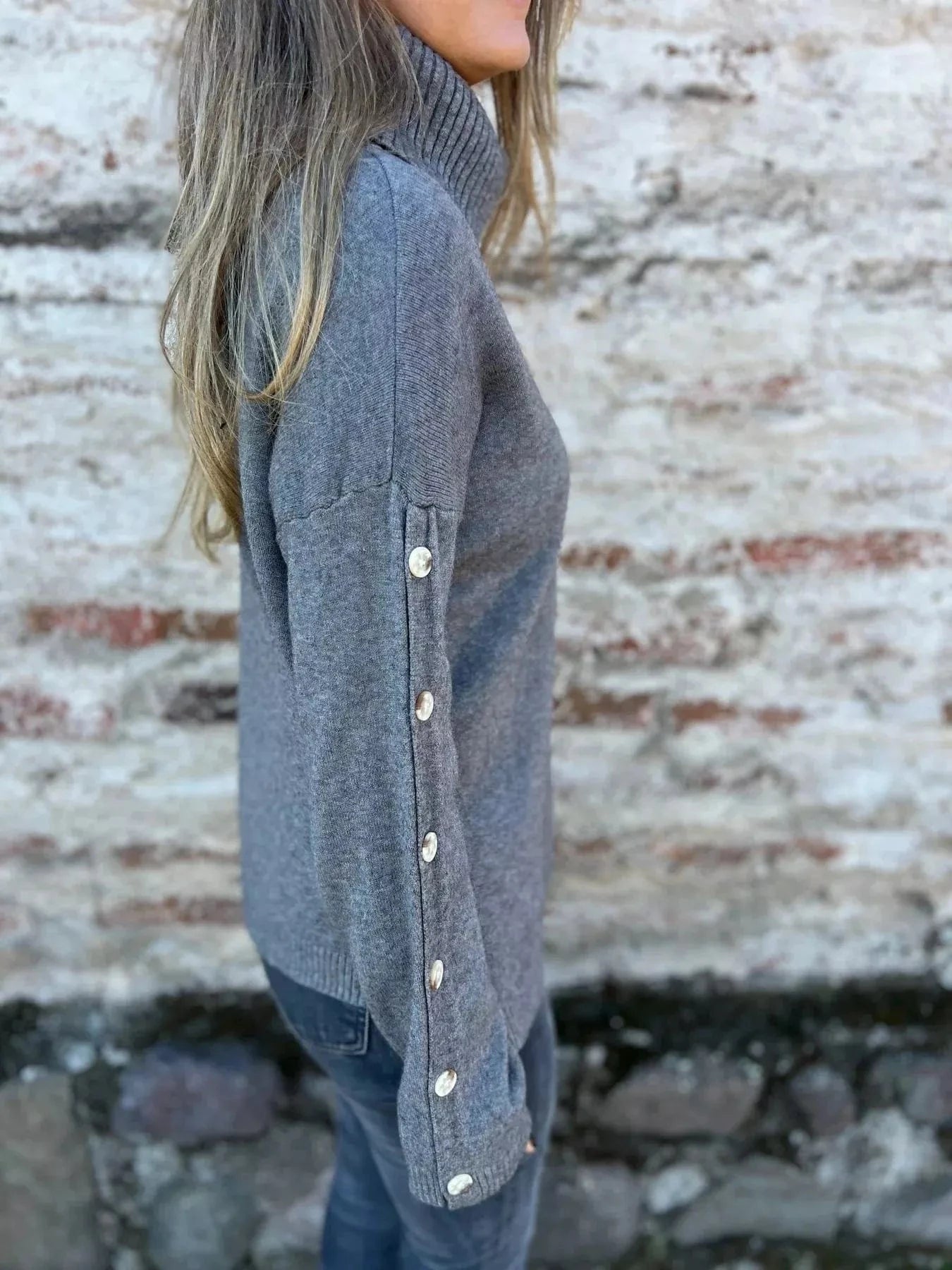 Full Size Turtleneck Long Sleeve Sweater Plus Size - ShalayeFashion