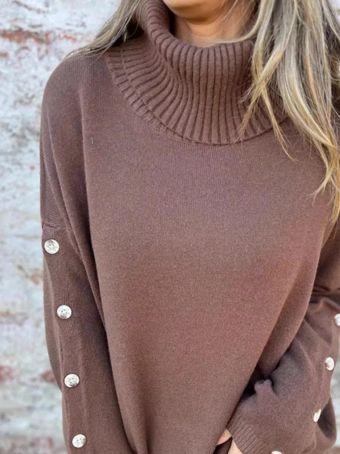 Full Size Turtleneck Long Sleeve Sweater Plus Size - ShalayeFashion