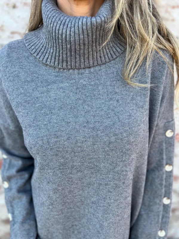 Full Size Turtleneck Long Sleeve Sweater Plus Size - ShalayeFashion