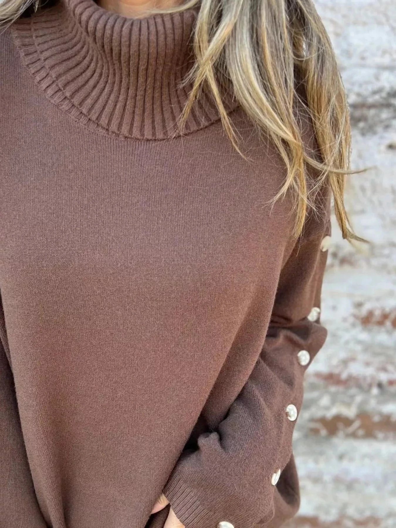 Full Size Turtleneck Long Sleeve Sweater Plus Size - ShalayeFashion