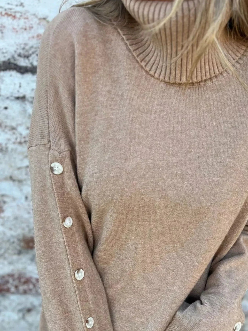 Full Size Turtleneck Long Sleeve Sweater Plus Size - ShalayeFashion