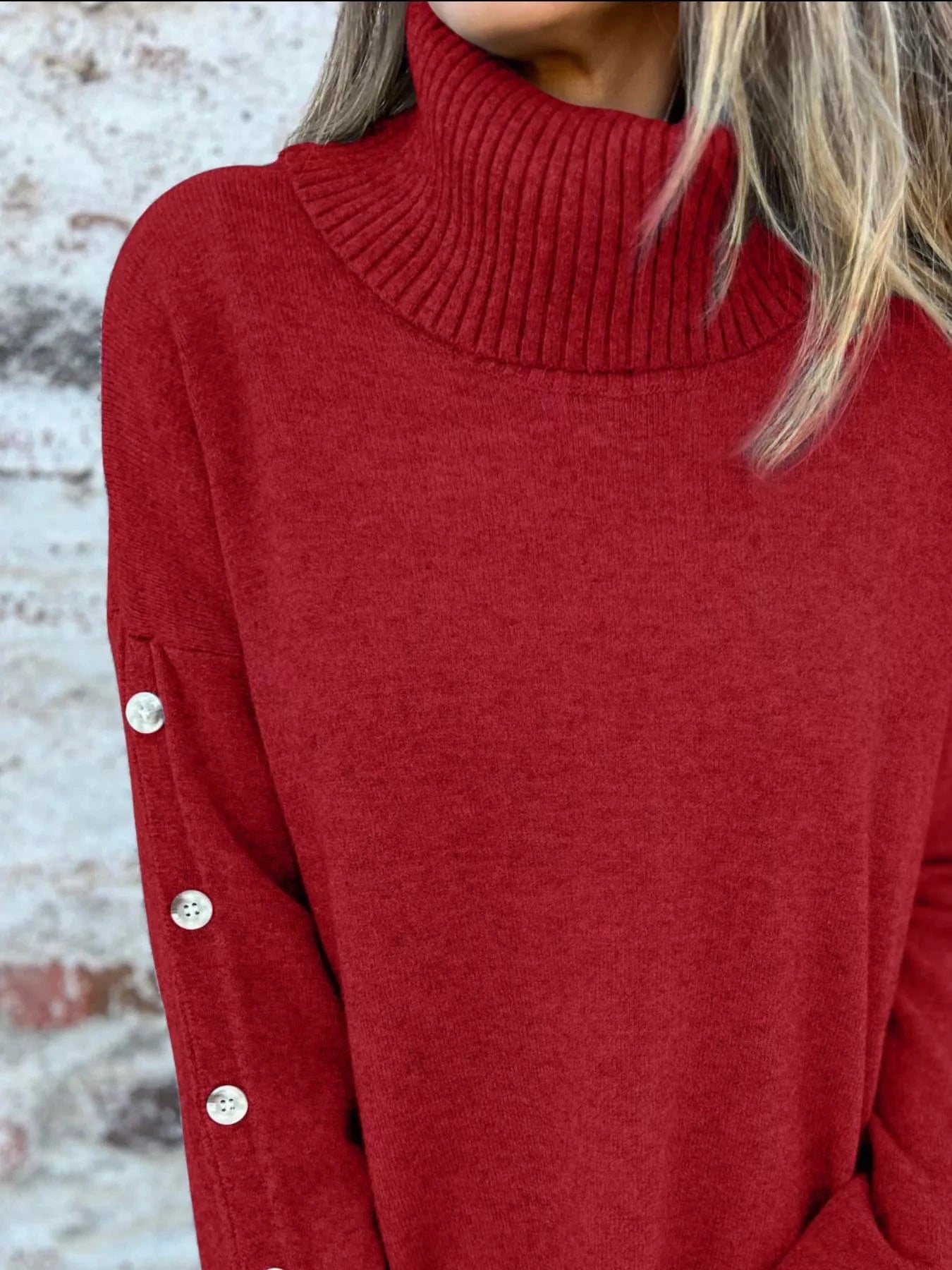 Full Size Turtleneck Long Sleeve Sweater Plus Size - ShalayeFashion