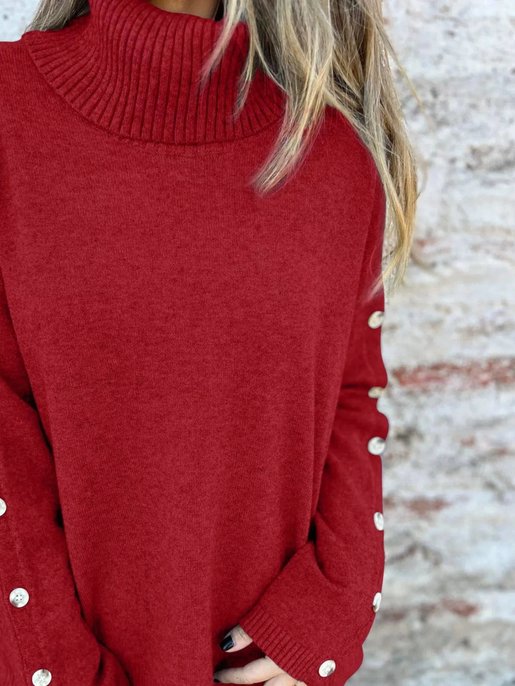 Full Size Turtleneck Long Sleeve Sweater Plus Size - ShalayeFashion