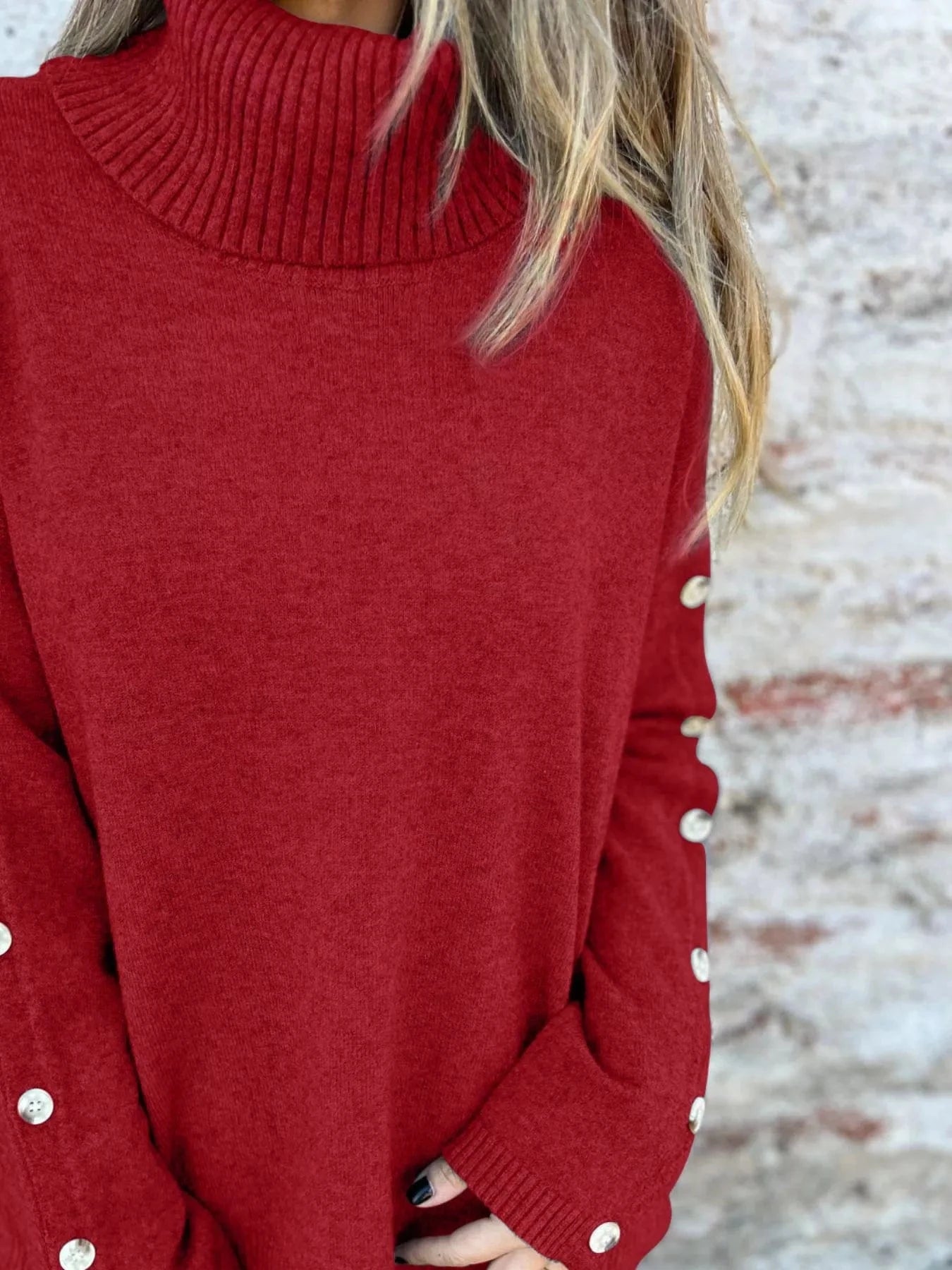 Full Size Turtleneck Long Sleeve Sweater Plus Size - ShalayeFashion