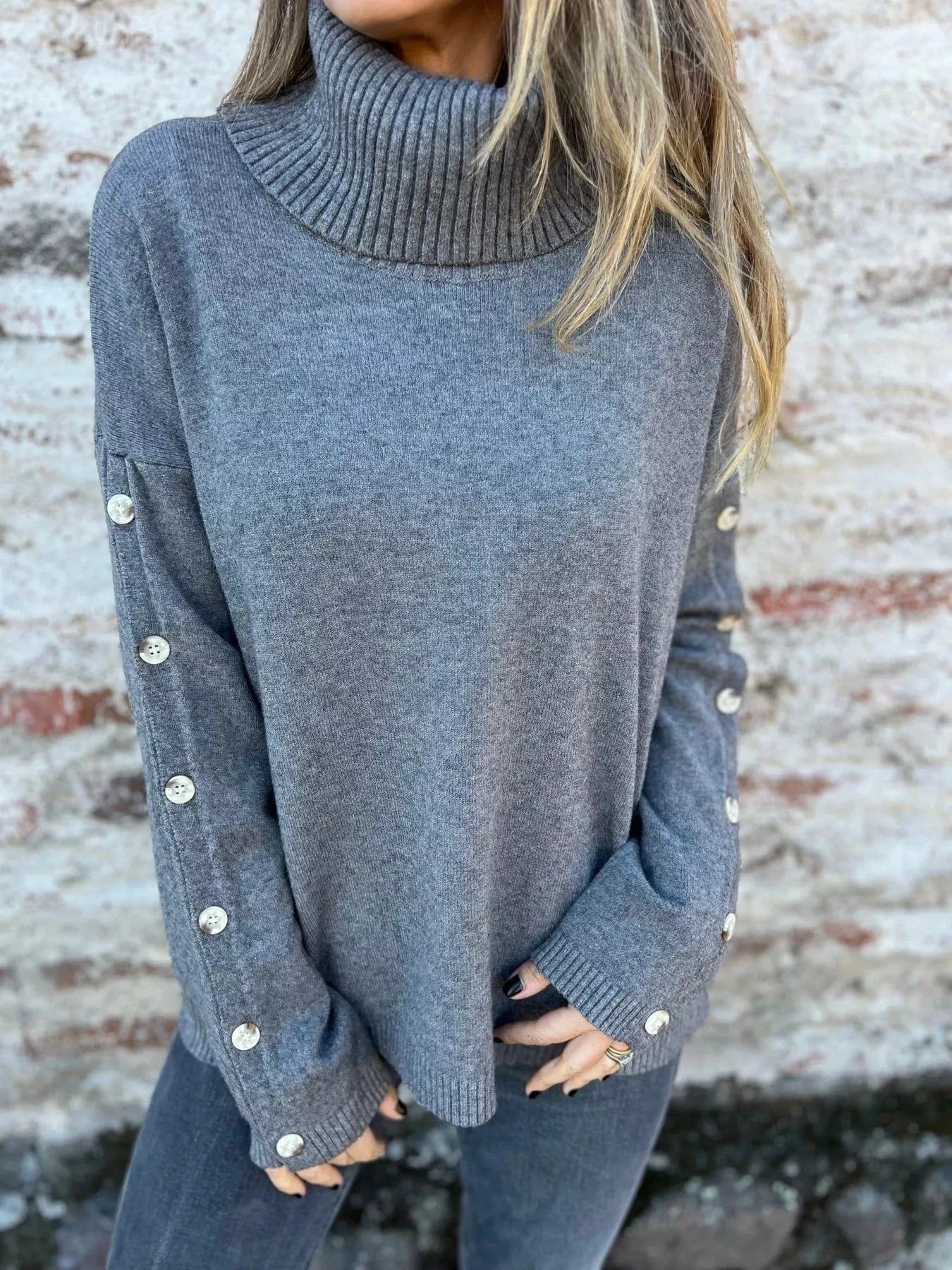Full Size Turtleneck Long Sleeve Sweater Plus Size - ShalayeFashion