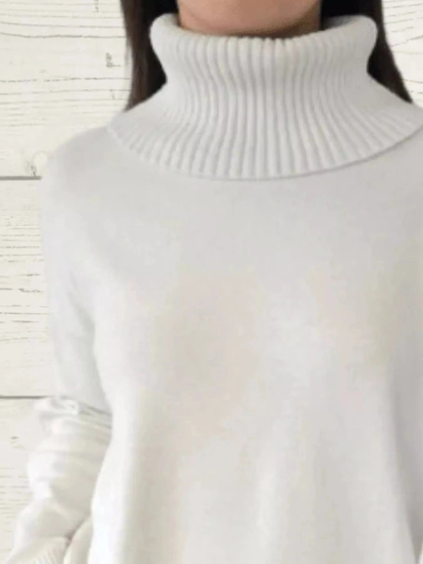 Full Size Turtleneck Long Sleeve Sweater Plus Size - ShalayeFashion
