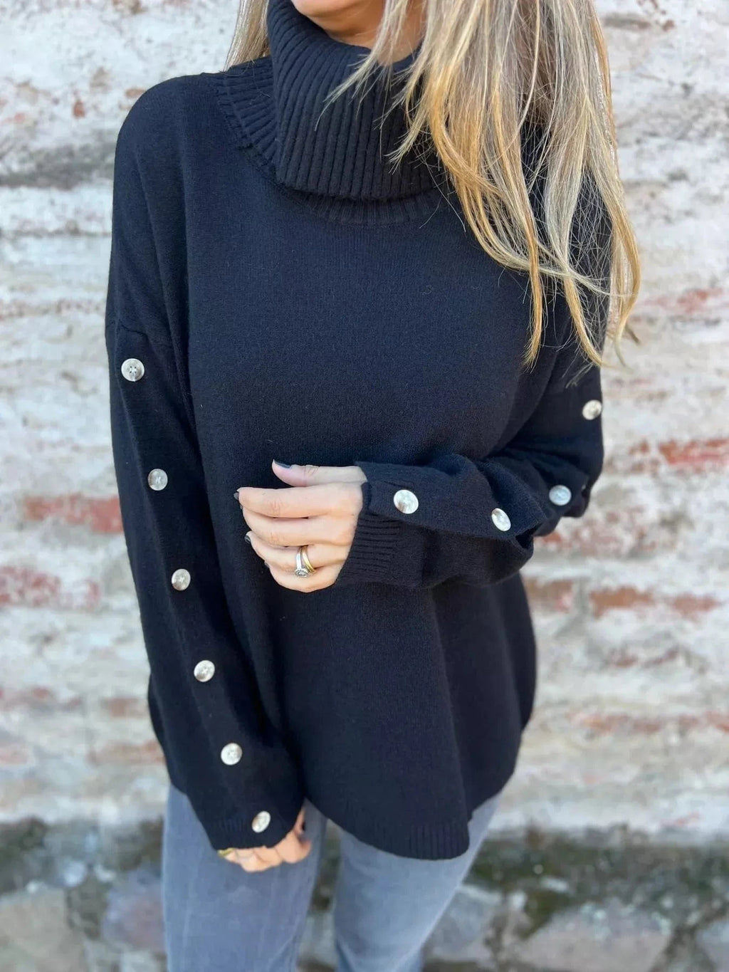 Full Size Turtleneck Long Sleeve Sweater Plus Size - ShalayeFashion
